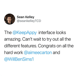 tweet by sean kelley about keepappy